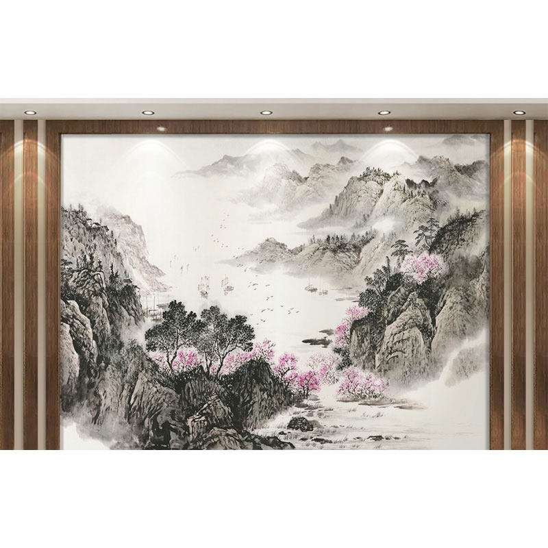 壁画大师壁纸国画山水无纺布墙纸
