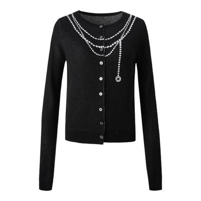 ourhour多圈珍珠项链针织开衫