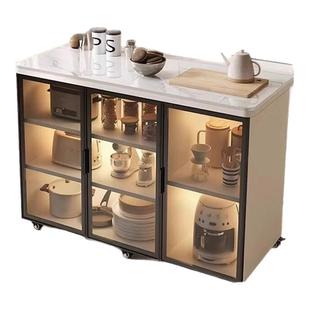 岩板餐边柜现代简约客厅茶水柜多功能玻璃储物柜家用一体厨房橱柜