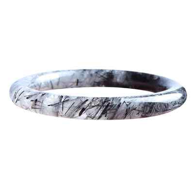 天然捡漏黑发晶手镯圆条美人条