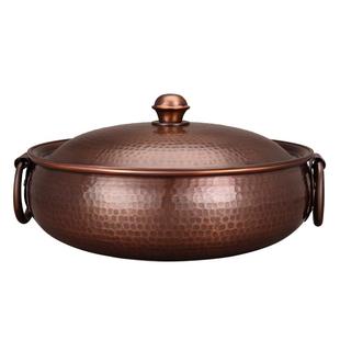 电磁炉铜火锅纯铜老式家用铜锅平底燃气火锅专用锅特厚手工鸳鸯锅
