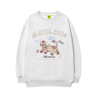 纯棉美式hiphop灰色圆领卫衣女