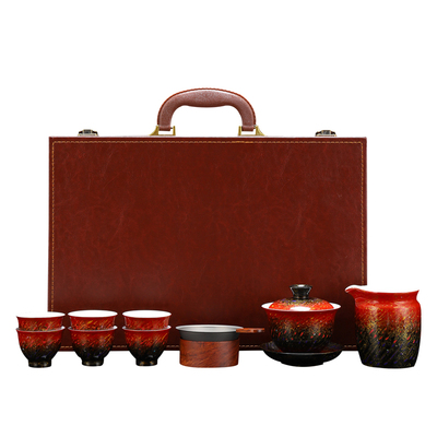 康乐品漆器茶具大漆浙变螺钿上釉白瓷功夫茶具盖碗套组办公高档礼