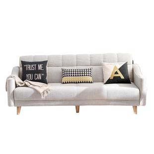 全友家居北欧布艺沙发客厅租房小户型折叠两用三人位豆腐块沙发床