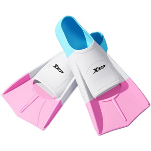 特步游泳脚蹼儿童游泳训练专用硅胶短脚蹼成人自由泳蛙泳女士蛙鞋