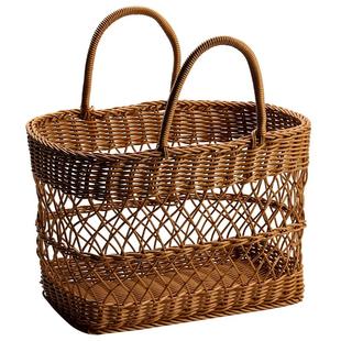 Kens野餐篮ins风网红道具仿藤编织手提买菜篮子购物篮户外郊游