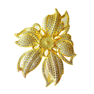 时尚女款胸针多石位空托配件圆形9*9DIY镶嵌蜜蜡琥珀玉石松石3*5