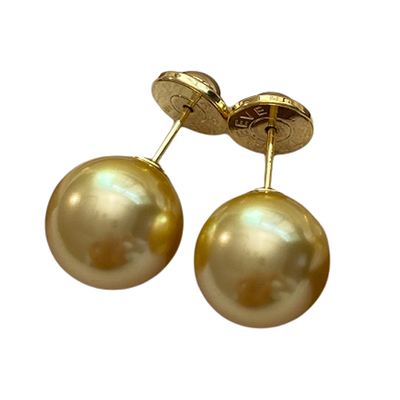 金珠大赏!珍珠耳钉耳饰南洋金珠浓金茶金伴彩S925银18k无耳洞耳夹