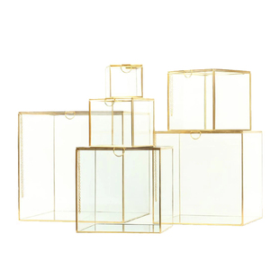 新中式家居摆设防尘玻璃罩手板盲盒收纳盒样板房软装饰品轻奢摆件