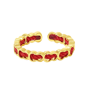 DODOGOGO红绳缠绕波浪戒指女2025新款新年红色指环秋冬葫芦食指戒