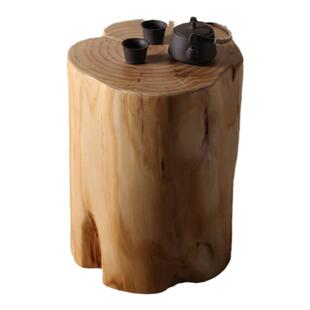 原木墩子茶几沙发边几根雕凳子实木换鞋凳民宿树桩木桩底座圆木凳