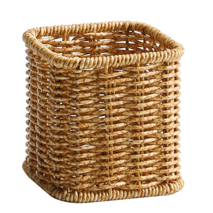 Kens仿藤编笔筒文具收纳盒化妆刷工具收纳筒刀叉茶刷茶配置物篮