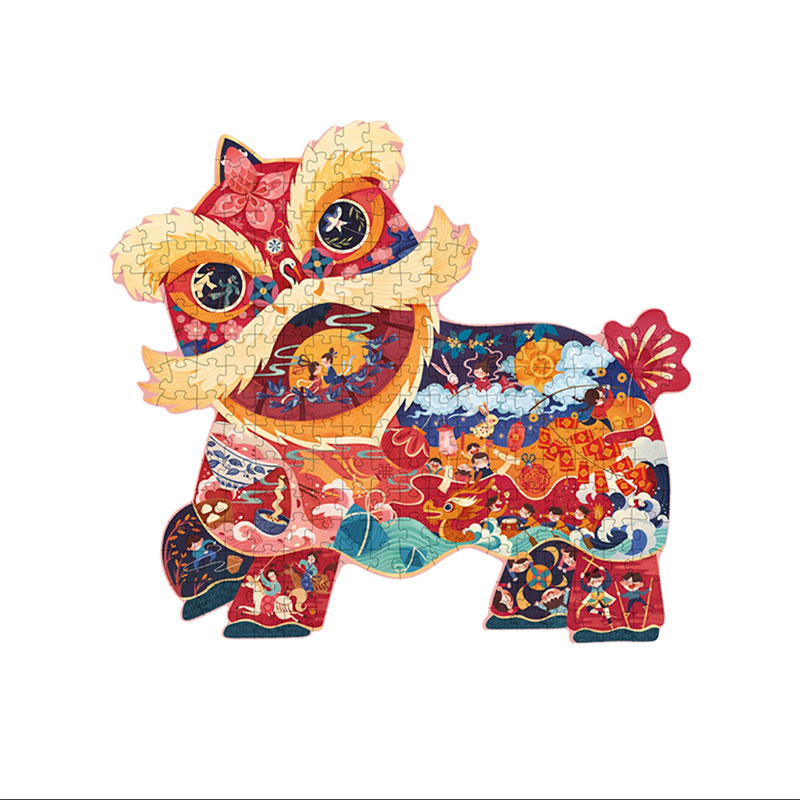 TOI舞狮拼图实木定制相框带背景