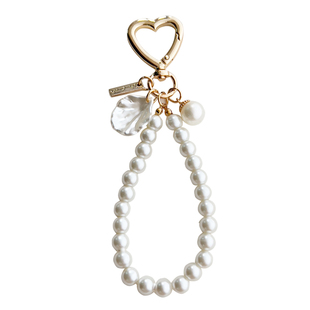 少女心复古小香风珍珠链钥匙扣爱心饰品仿贝壳背包挂饰高品质挂件