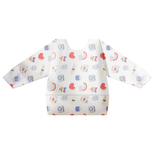 宝宝一次性罩衣长袖儿童吃饭围兜免洗外出便捷加大防水防脏免系带