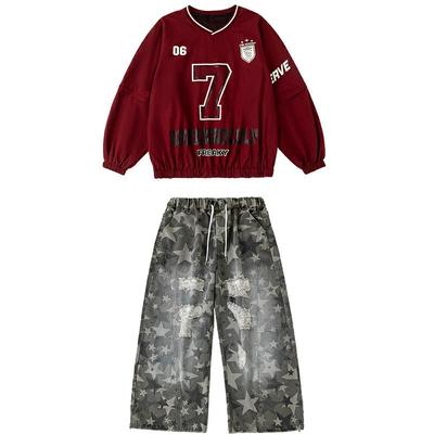 男女童嘻哈街舞长袖卫衣迷彩长裤