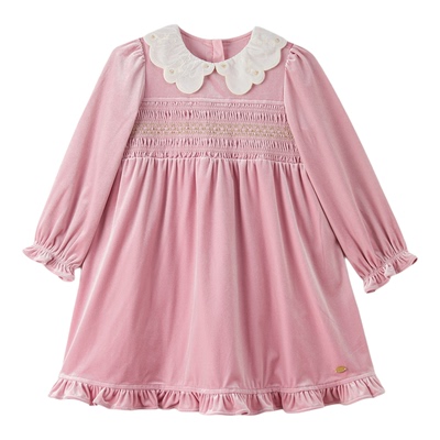 tartineetchocolat法国巧克力童装25秋冬女童丝绒连衣裙