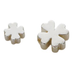 银色四叶草保色铜镀厚银串珠隔珠diy手工手链项链饰品配饰白银