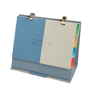 2026年台历高档折叠双拼月历 新款皮纹材质桌面摆件日历记事功能办公生活规划神器 商务送礼支持企业定制LOGO