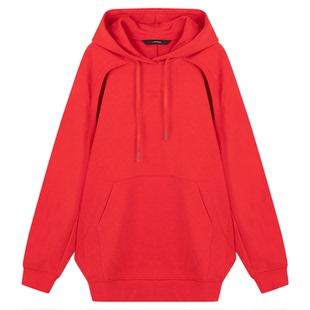 pushBUTTON假两件抽绳袋鼠兜女士毛圈连帽卫衣银泰百货 301604