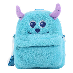 网红新款毛绒苏利文草莓熊手机包零钱包儿童双肩包书包单肩斜挎包