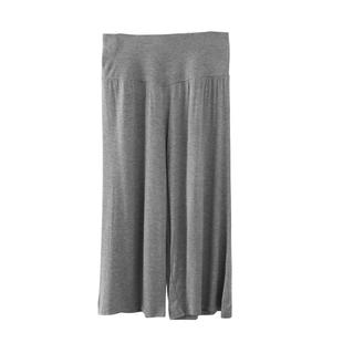 夏季莫代尔七分阔腿裤女高腰宽松垂感直筒裤薄款广场休闲跳舞裤子