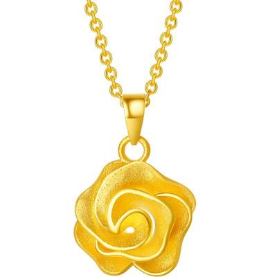 周六福幸福花语玫瑰花黄金吊坠女足金挂坠金饰计价送女友节日礼物