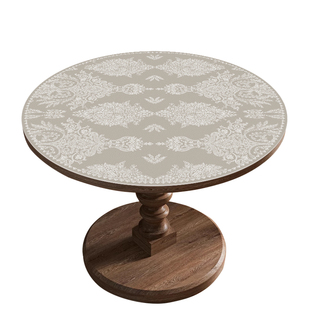 法式蕾丝风克莉丝皮革圆桌垫轻奢高级感防水防油圆形台布桌面垫子