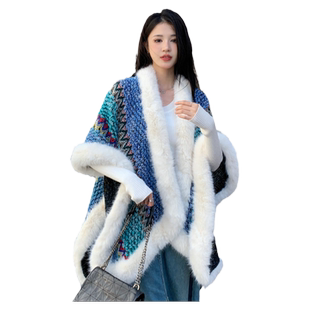 丽江披肩民族风川藏旅游穿搭青海云南外搭斗篷外套毛领披风围巾女