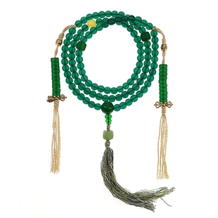 卡杰格朵.原创绿度母琉璃佛珠手串108颗项链修行念珠女和田玉手链