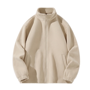 班尼路S&K系列浅色摇粒绒夹克男款秋冬季加厚保暖外套男立领上衣A