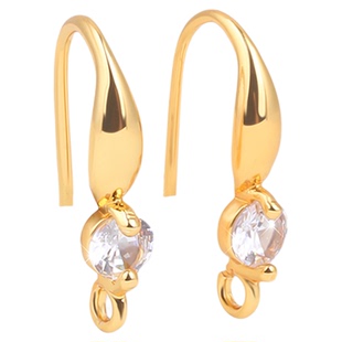 包18k真金镶锆石保色耳钩diy材料手工自制耳环耳坠耳饰品挂钩配件