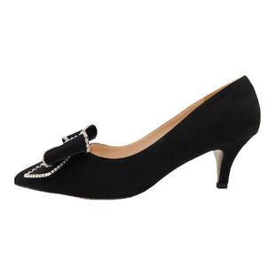 胖mm鞋宽胖脚高跟鞋大脚骨脚背高蝴蝶结黑色加肥加宽大码脚肥单鞋