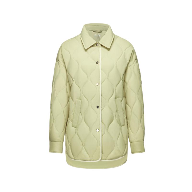 波司登時尚輕暖中長女士輕薄羽絨服翻領(lǐng)襯衫復古休閑寬松外套秋冬