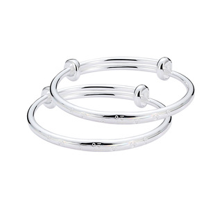 顺庆银楼足银9999福慧宝宝镯抛光足银镯子婴儿款满月周岁纪念礼物