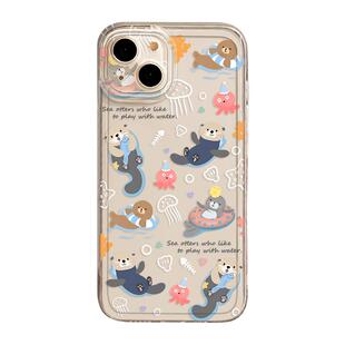 游泳小海獭适用苹果16手机壳iphone15promax适合夏天的14plus小清新13mini可爱12新款11夏日x套8/17/xs/7/xr