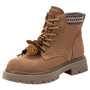 热风复古工装靴女款2025年冬季新款大黄靴百搭户外马丁靴子女鞋子