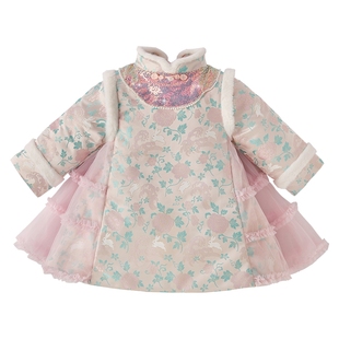 汉服女童冬新年唐装宝宝中国风裙子冬装小童连衣裙儿童衣服女冬季