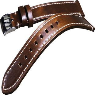 加长快拆头层牛皮复折20mm22mm表带手表链机械表油蜡皮夏季男表