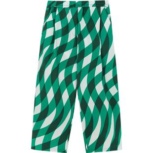 素然WHM 春夏女士摩登复古干爽舒适印花细腻棉布松锥休闲裤长裤