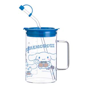 玉桂狗吸管玻璃杯女生高颜值办公室杯子带刻度家用儿童大容量水杯