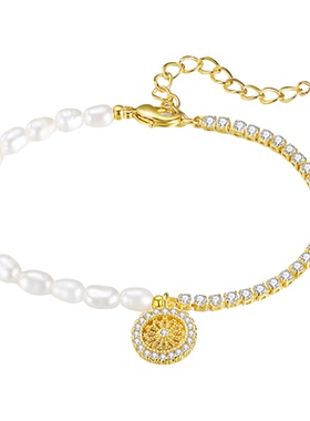 小米粒淡水珍珠罗盘手链个性手饰