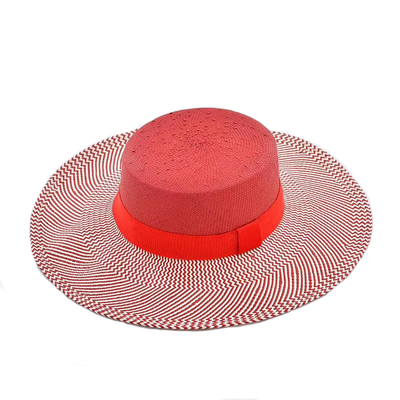 逛街帽子草帽女红色法式平檐春夏