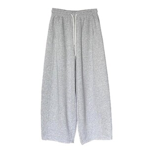 灰色小个子弯刀运动卫裤子女大码巨好看的春季穿搭今年流行梧桐裤