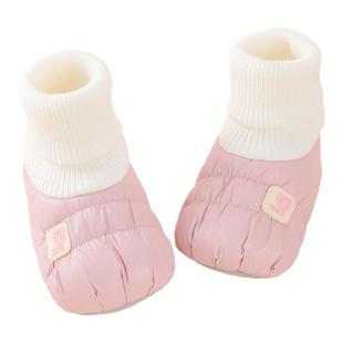 冬季婴儿0-1岁软底加绒防水棉鞋3-6-9个月宝宝保暖男女新生儿袜鞋
