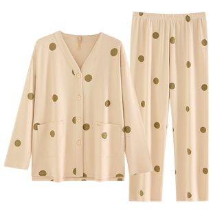 家乐芬睡衣女款春秋季秋款秋天纯棉长袖家居服女士夏薄款大码套装