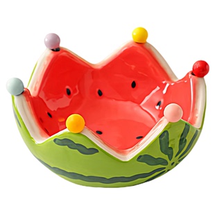 高颜值西瓜水果叉家用客厅茶几水果盘碗创意可爱不锈钢小叉子套装