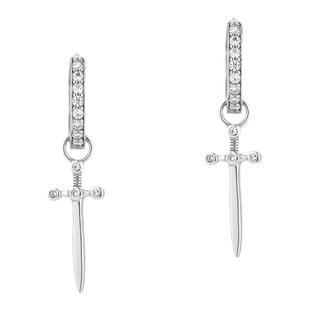 ICE BLING 原创设计小众审判之剑十字架匕首耳环耳坠男士个性潮流