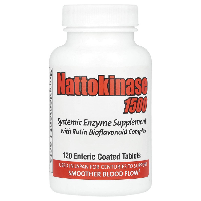 Naturally Vitamins,纳豆激酶 1500,系统酶补充剂,120 片肠溶片