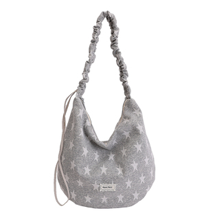 甜美小清新可爱星星包包女2026新款条纹单肩斜挎包小众通勤托特包